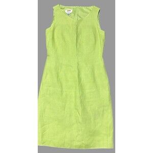 Talbots Dress Women's Size 4 Green Irish Linen Sheath Lined Sleeveless *…